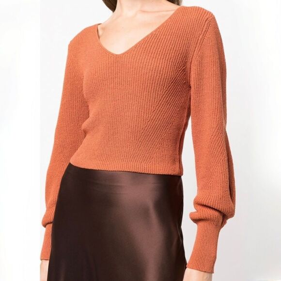 A.L.C. Kimby Ribbed Knit Sweater In Burnt Terracotta - Picture 3 of 11